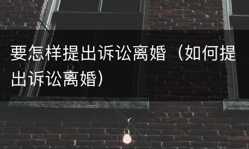 要怎样提出诉讼离婚（如何提出诉讼离婚）