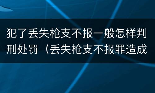 犯了丢失枪支不报一般怎样判刑处罚（丢失枪支不报罪造成后果）