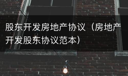 股东开发房地产协议（房地产开发股东协议范本）