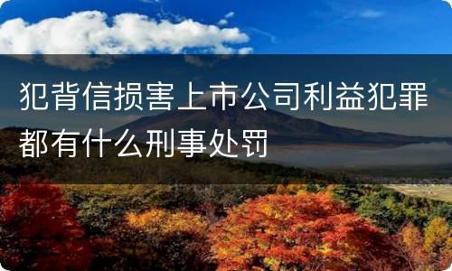 犯背信损害上市公司利益犯罪都有什么刑事处罚