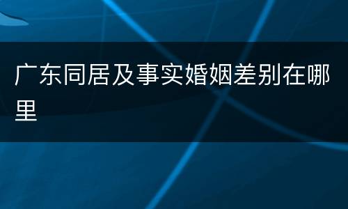 广东同居及事实婚姻差别在哪里