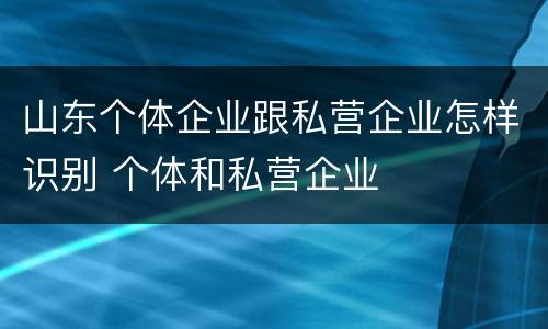 山东个体企业跟私营企业怎样识别 个体和私营企业