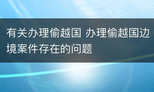 有关办理偷越国 办理偷越国边境案件存在的问题