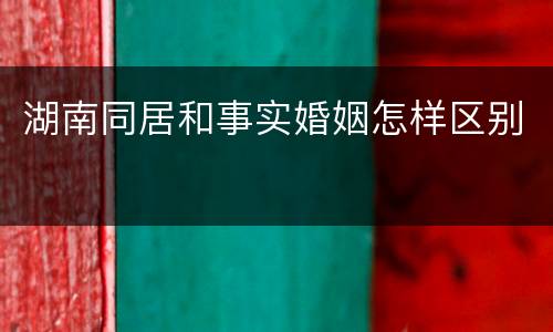 湖南同居和事实婚姻怎样区别