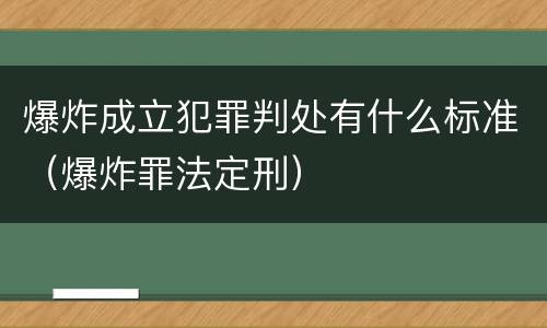 爆炸成立犯罪判处有什么标准（爆炸罪法定刑）