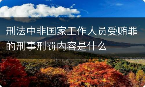 刑法中非国家工作人员受贿罪的刑事刑罚内容是什么