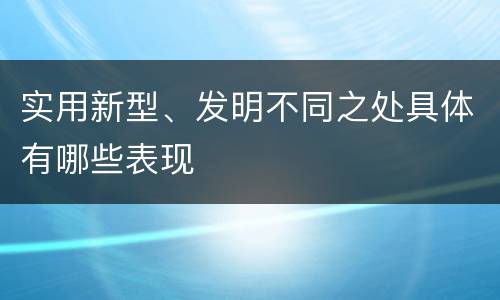 实用新型、发明不同之处具体有哪些表现