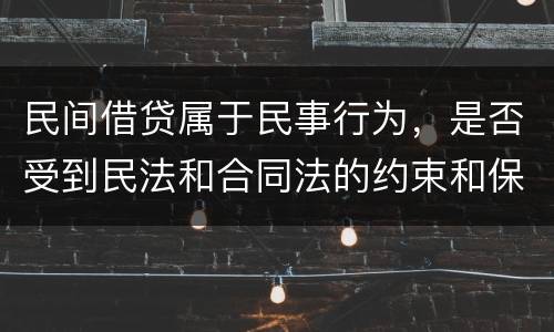 民间借贷属于民事行为，是否受到民法和合同法的约束和保护