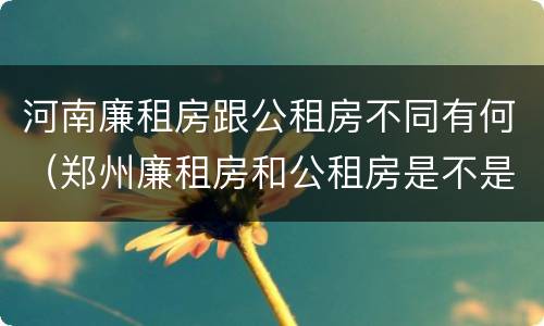 河南廉租房跟公租房不同有何（郑州廉租房和公租房是不是一样）