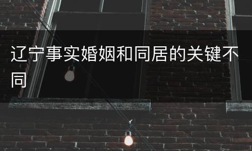 辽宁事实婚姻和同居的关键不同