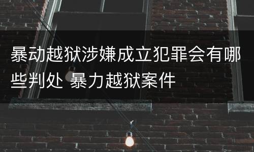 暴动越狱涉嫌成立犯罪会有哪些判处 暴力越狱案件