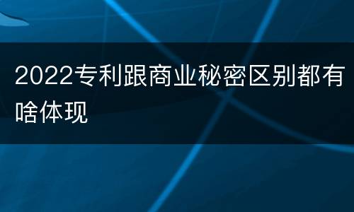 2022专利跟商业秘密区别都有啥体现