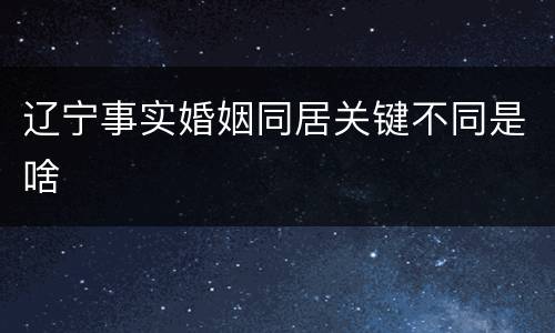 辽宁事实婚姻同居关键不同是啥