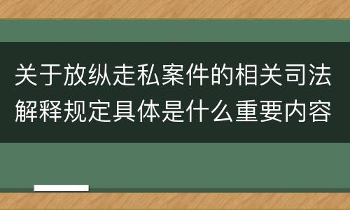 关于放纵走私案件的相关司法解释规定具体是什么重要内容