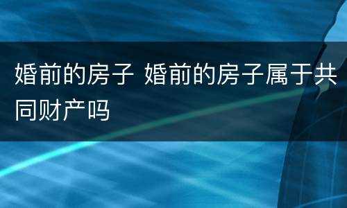婚前的房子 婚前的房子属于共同财产吗