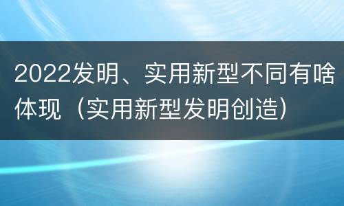 2022发明、实用新型不同有啥体现（实用新型发明创造）