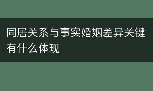 同居关系与事实婚姻差异关键有什么体现