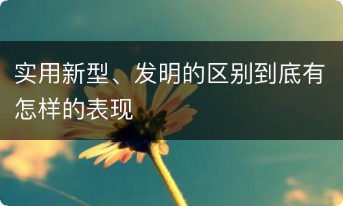 实用新型、发明的区别到底有怎样的表现