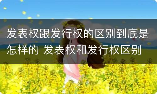 发表权跟发行权的区别到底是怎样的 发表权和发行权区别