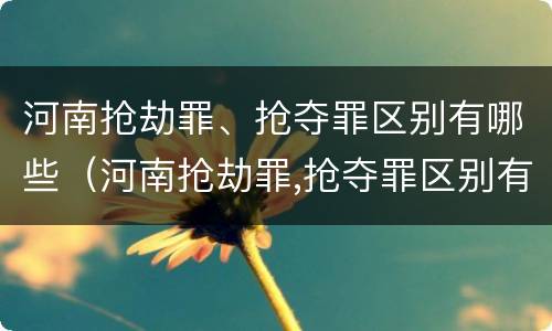 河南抢劫罪、抢夺罪区别有哪些（河南抢劫罪,抢夺罪区别有哪些案例）