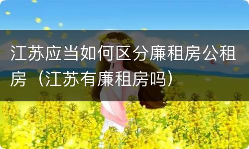 江苏应当如何区分廉租房公租房（江苏有廉租房吗）