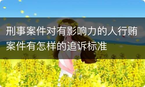 刑事案件对有影响力的人行贿案件有怎样的追诉标准