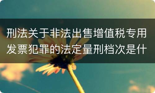 刑法关于非法出售增值税专用发票犯罪的法定量刑档次是什么