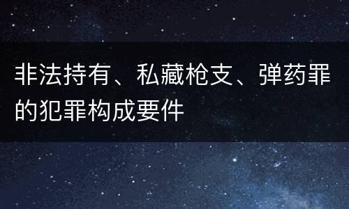 非法持有、私藏枪支、弹药罪的犯罪构成要件