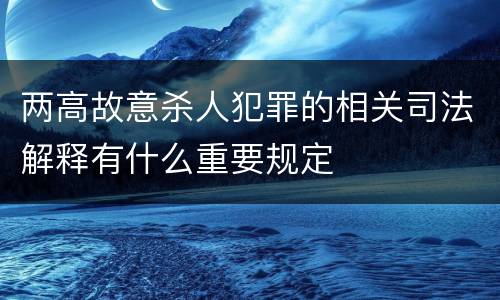 两高故意杀人犯罪的相关司法解释有什么重要规定