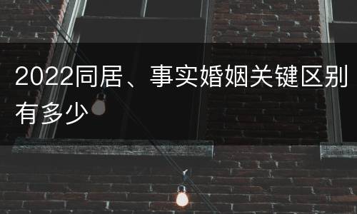 2022同居、事实婚姻关键区别有多少