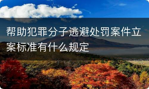 帮助犯罪分子逃避处罚案件立案标准有什么规定