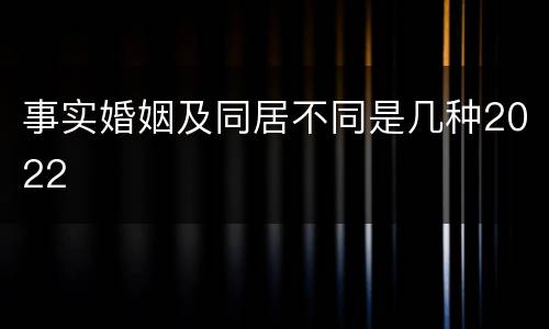事实婚姻及同居不同是几种2022