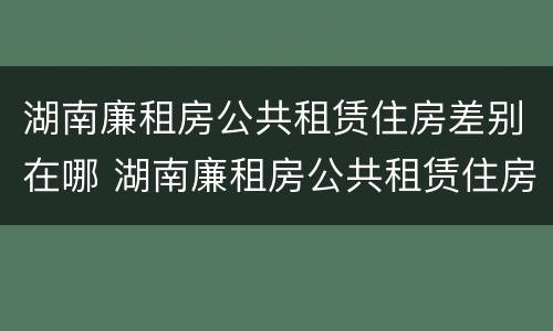 湖南廉租房公共租赁住房差别在哪 湖南廉租房公共租赁住房差别在哪查