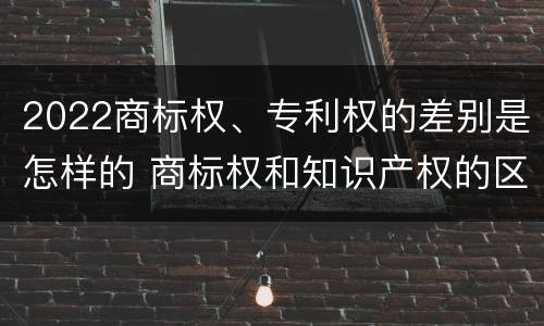 2022商标权、专利权的差别是怎样的 商标权和知识产权的区别