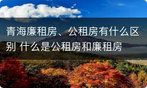 青海廉租房、公租房有什么区别 什么是公租房和廉租房