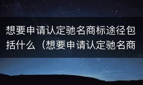 想要申请认定驰名商标途径包括什么（想要申请认定驰名商标途径包括什么内容）