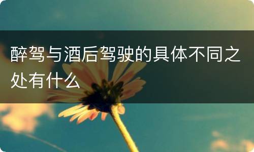 醉驾与酒后驾驶的具体不同之处有什么
