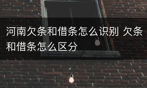 河南欠条和借条怎么识别 欠条和借条怎么区分