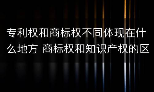 专利权和商标权不同体现在什么地方 商标权和知识产权的区别