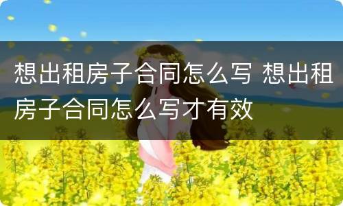 想出租房子合同怎么写 想出租房子合同怎么写才有效