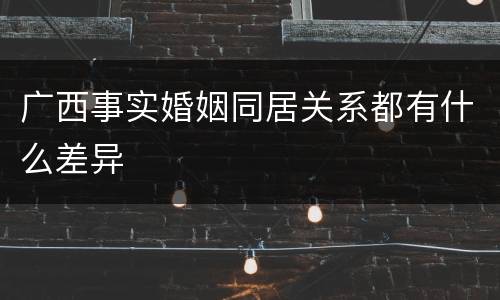 广西事实婚姻同居关系都有什么差异