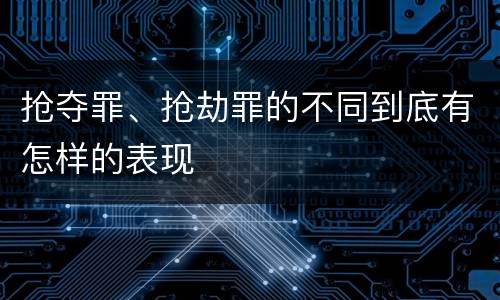抢夺罪、抢劫罪的不同到底有怎样的表现