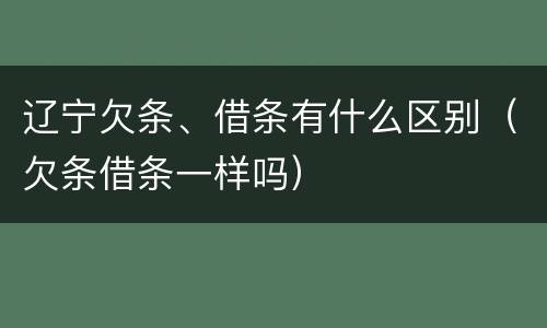 辽宁欠条、借条有什么区别（欠条借条一样吗）