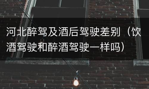 河北醉驾及酒后驾驶差别（饮酒驾驶和醉酒驾驶一样吗）