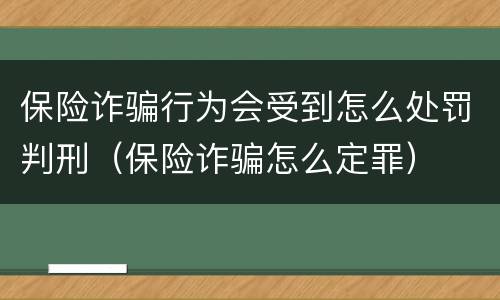 保险诈骗行为会受到怎么处罚判刑（保险诈骗怎么定罪）