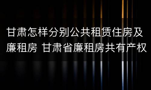 甘肃怎样分别公共租赁住房及廉租房 甘肃省廉租房共有产权管理办法