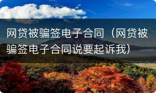 网贷被骗签电子合同（网贷被骗签电子合同说要起诉我）