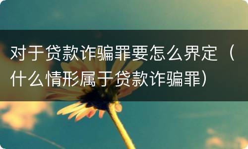 对于贷款诈骗罪要怎么界定（什么情形属于贷款诈骗罪）
