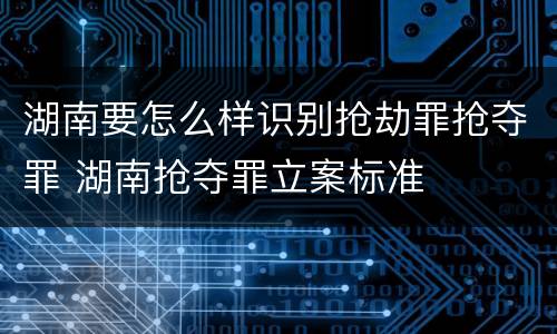 湖南要怎么样识别抢劫罪抢夺罪 湖南抢夺罪立案标准