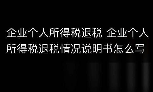 企业个人所得税退税 企业个人所得税退税情况说明书怎么写
